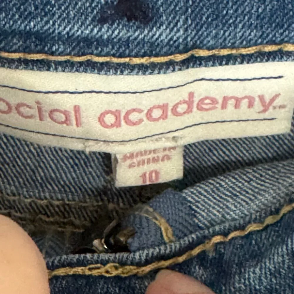 Social Academy Girls Adjustable Waist Medium Wash Wrap Skort Size 10 New